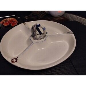 Vtg Czechoslovakia Platter with Anchor  11" w 3 Slots